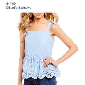 Blue Peplum Tank Top